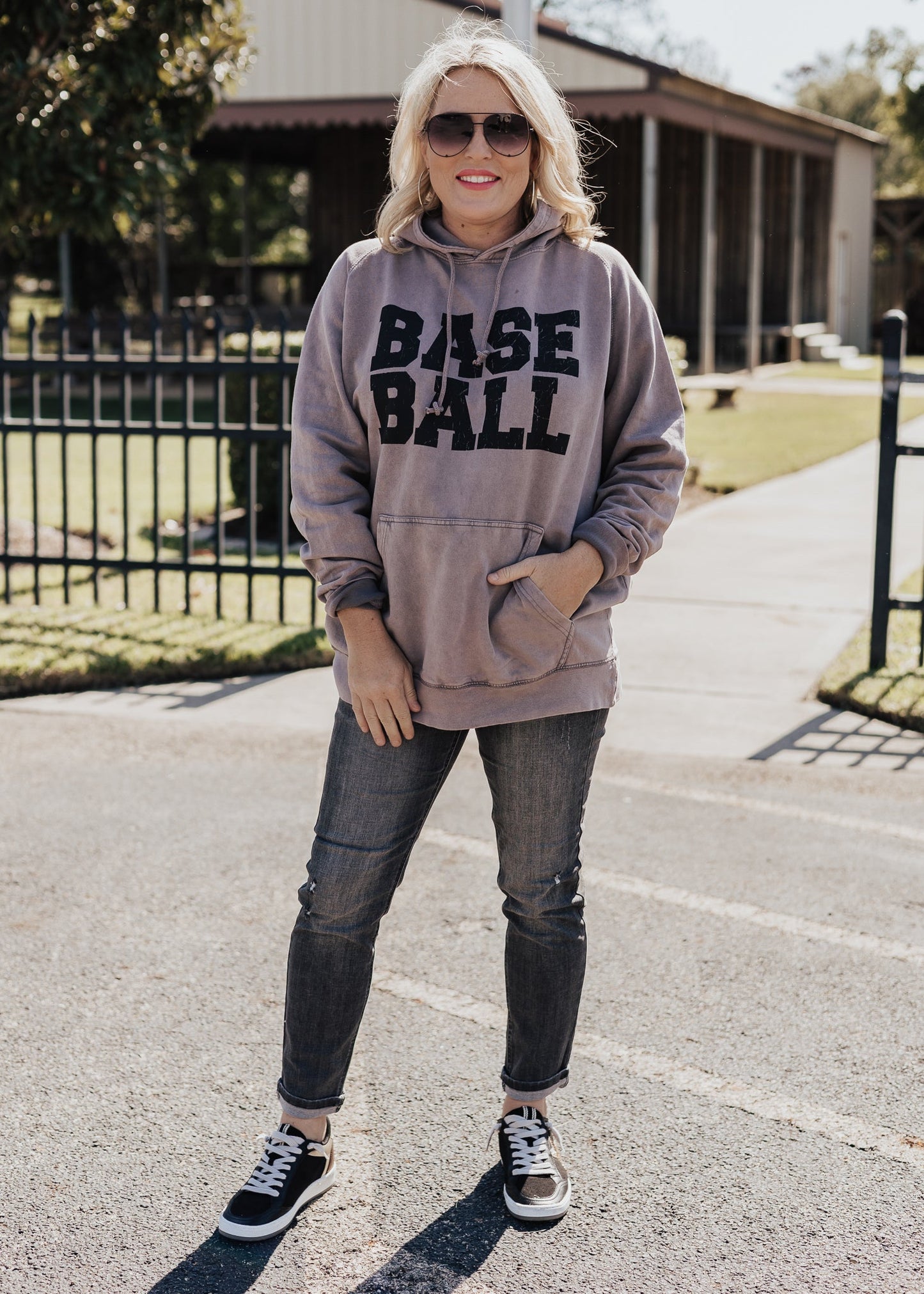 Pre-Order: Baseball Vintage Raglan Hoodie *Zinc (Grey/Purple) (S-3X)