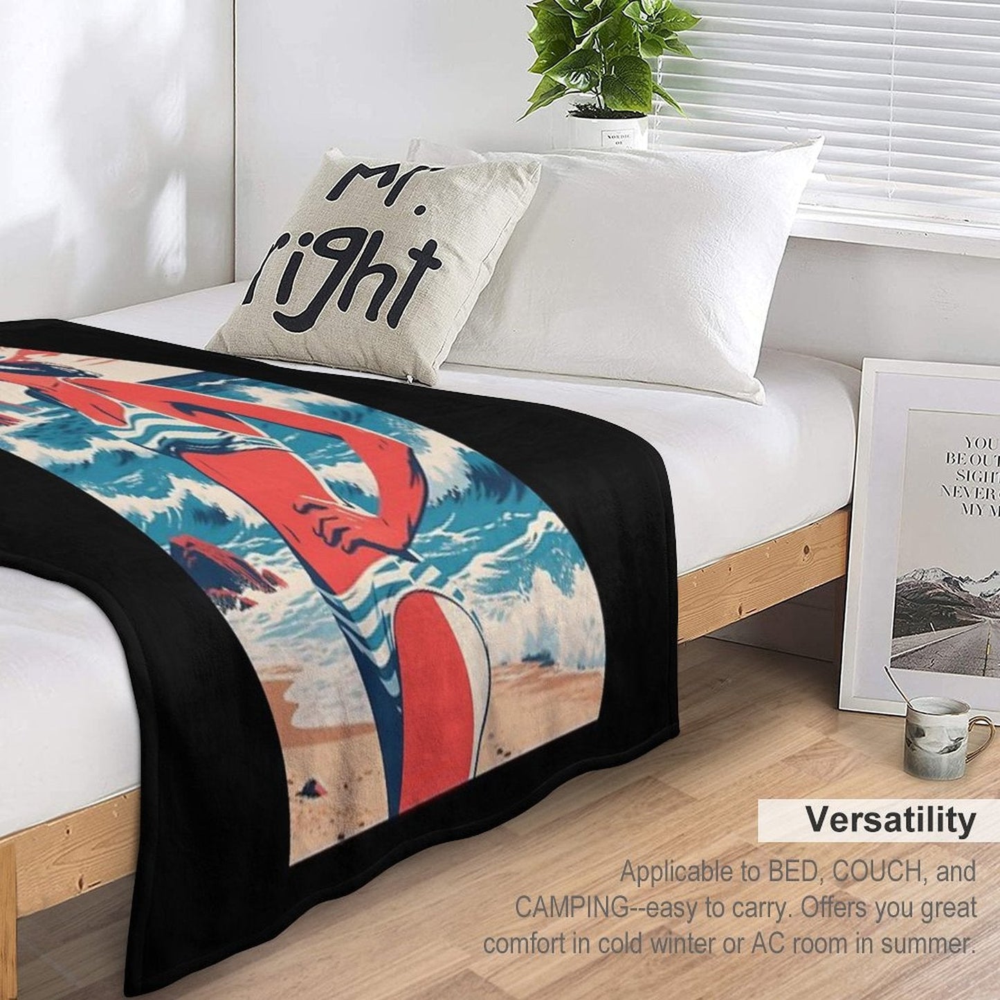 Stay Bold – Retro Beach Woman Hope Propaganda Velvety Soft Throw Blanket