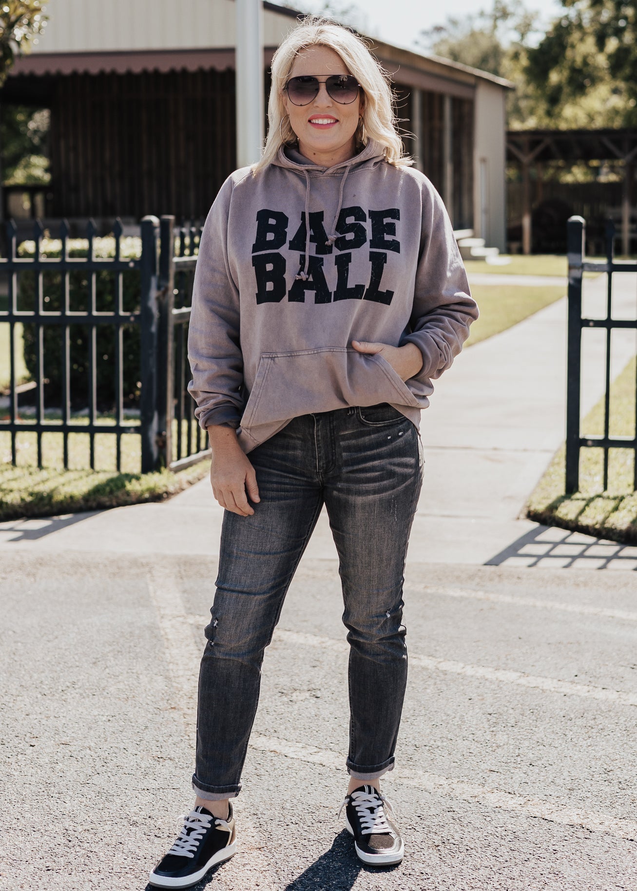 Pre-Order: Baseball Vintage Raglan Hoodie *Zinc (Grey/Purple) (S-3X)