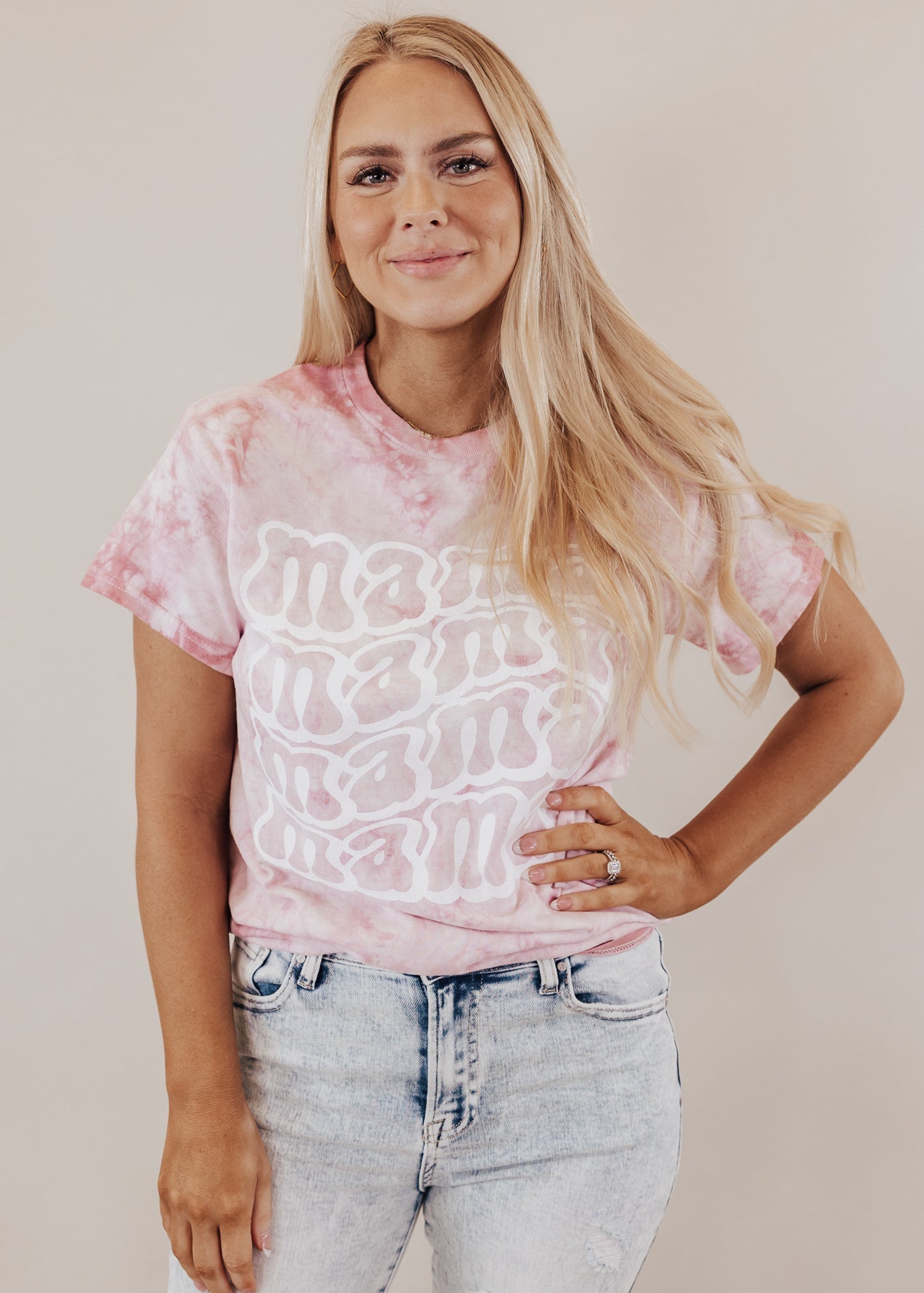 Curvy MAMA Tee *Pink Tie Dye (S-3X)