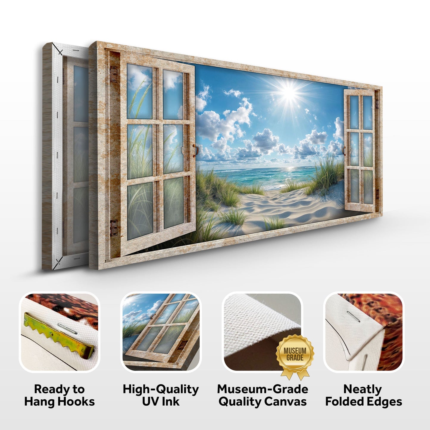 Morning Beach Window Scenery Wall Art