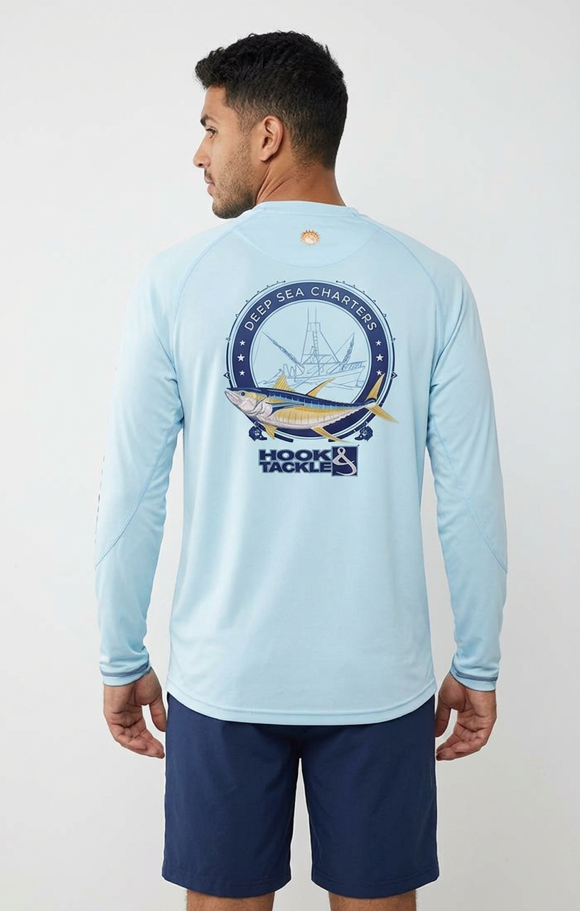Chemise de pêche à manches longues anti-UV pour hommes Tuna Charters
