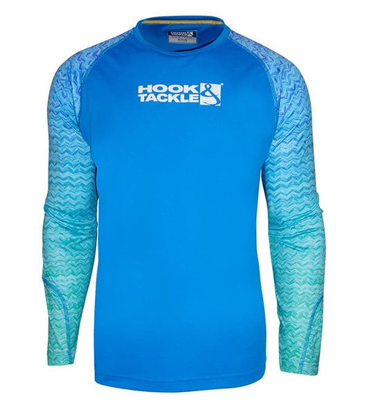 T-shirt de pêche anti-UV à manches longues "Vagues dégradées" pour homme