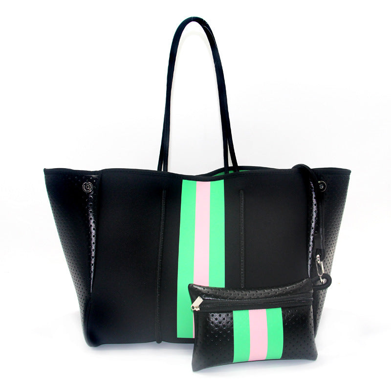 Sac de plage perforé en néoprène – Cabas deux-en-un mère-enfant, Grand sac de natation anti-sable