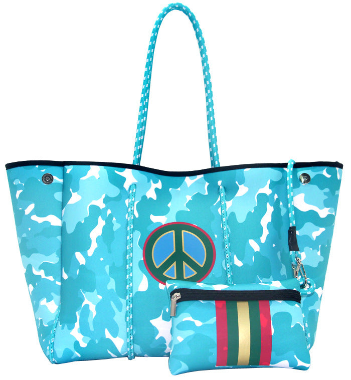 Sac de plage perforé en néoprène – Cabas deux-en-un mère-enfant, Grand sac de natation anti-sable