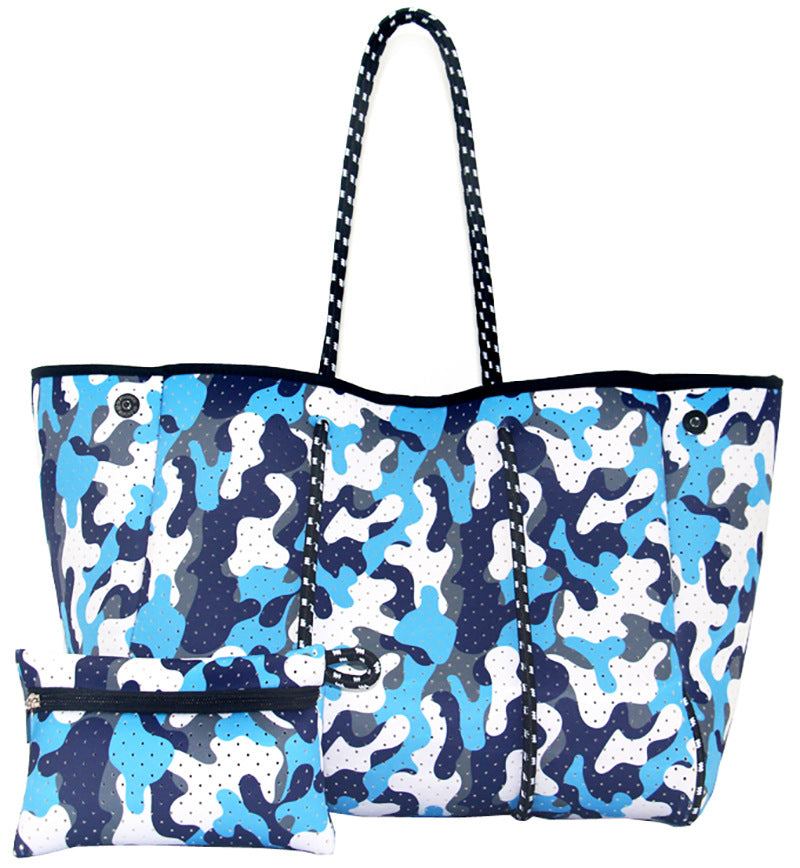 Sac de plage perforé en néoprène – Cabas deux-en-un mère-enfant, Grand sac de natation anti-sable
