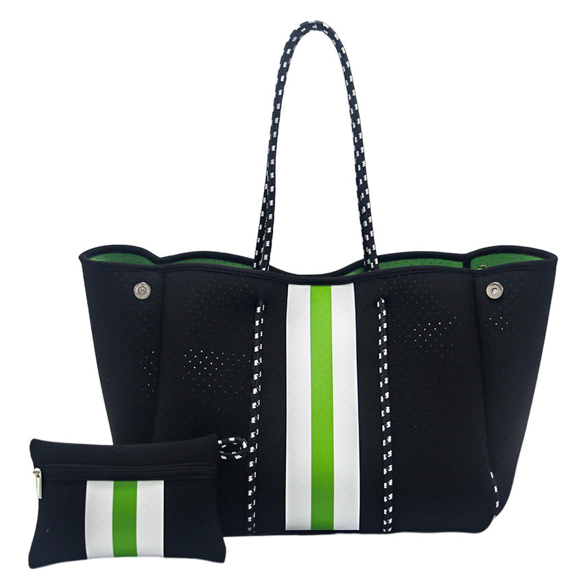 Sac de plage perforé en néoprène – Cabas deux-en-un mère-enfant, Grand sac de natation anti-sable