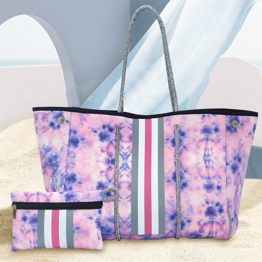 Sac de plage perforé en néoprène – Cabas deux-en-un mère-enfant, Grand sac de natation anti-sable