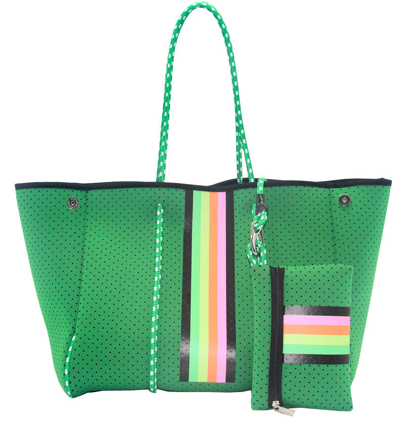 Sac de plage perforé en néoprène – Cabas deux-en-un mère-enfant, Grand sac de natation anti-sable
