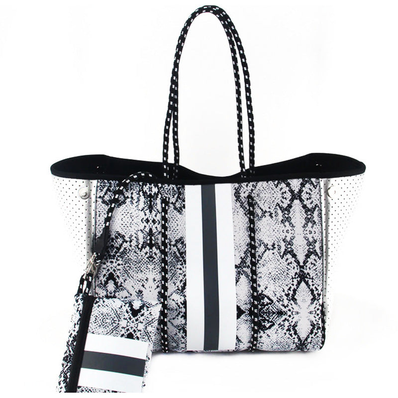 Sac de plage perforé en néoprène – Cabas deux-en-un mère-enfant, Grand sac de natation anti-sable