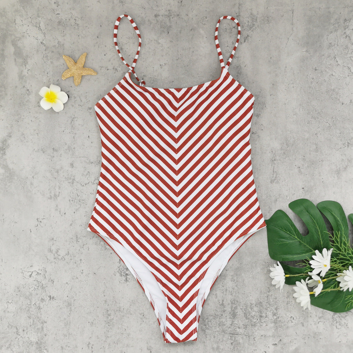 Haut bandeau une pièce maillot de bain femme maillot de bain imprimé à rayures patchwork