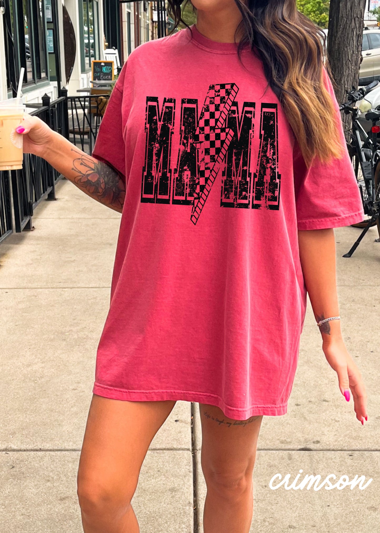 Checkered Bolt MAMA Tee *10 Colors Black Ink (S-3X)
