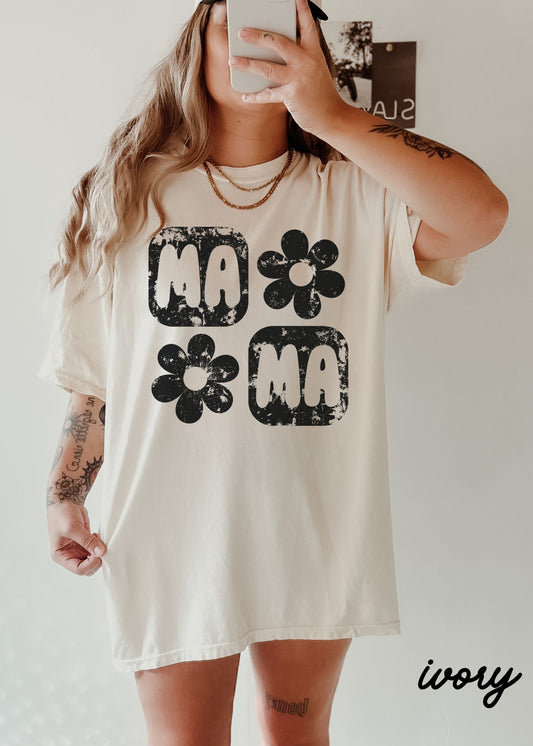 PRE-ORDER: Mama Floral Squared Tee *10 Colors (S-3X)