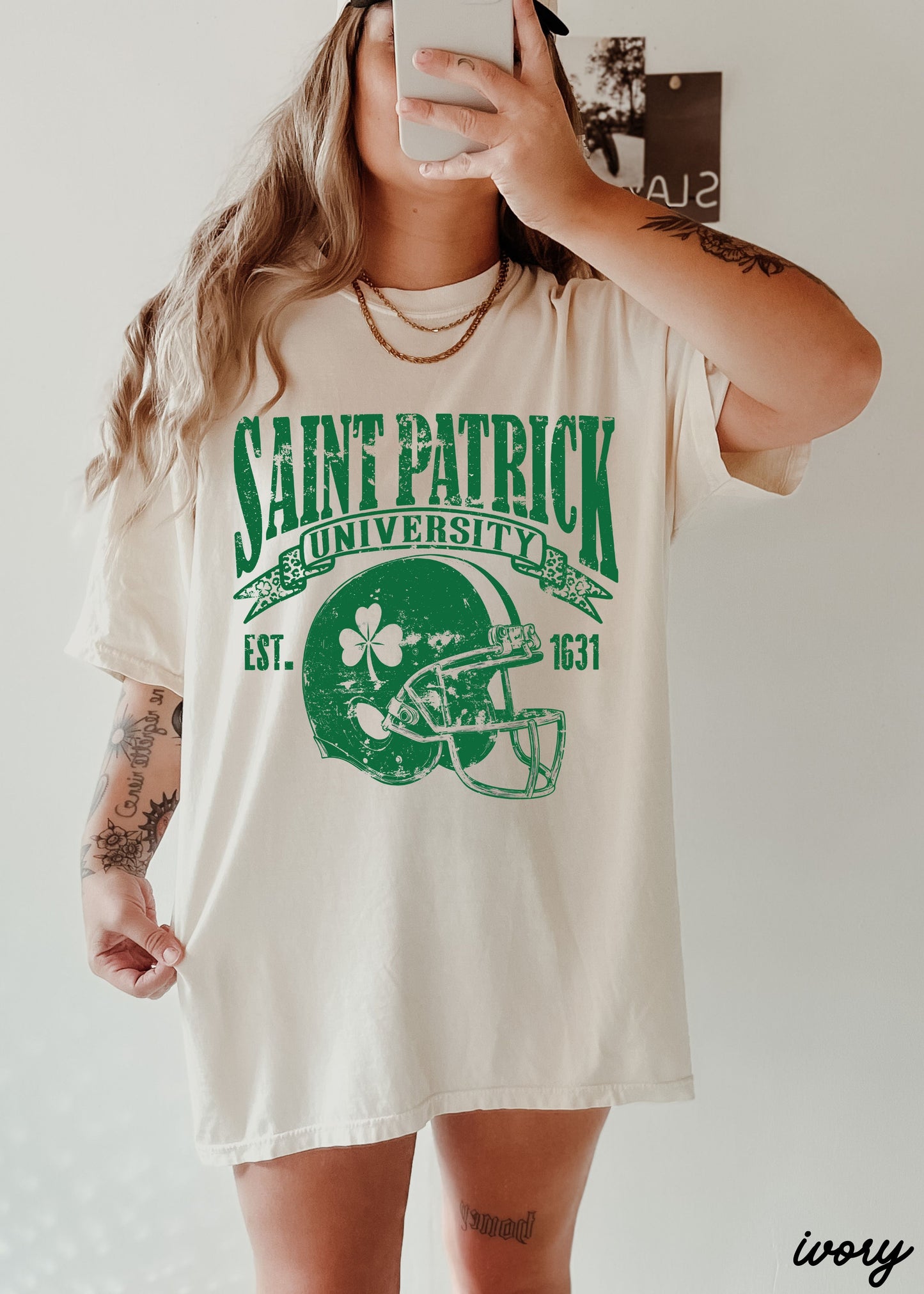 St. Patrick's Football University Comfort Colors Tee *6 Colors (S-3X)