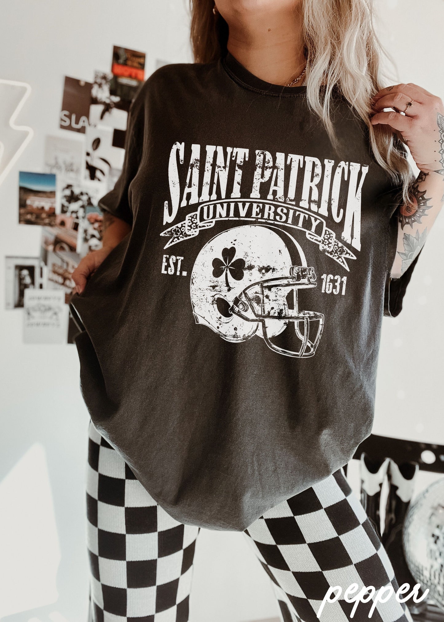 St. Patrick's Football University Comfort Colors Tee *6 Colors (S-3X)