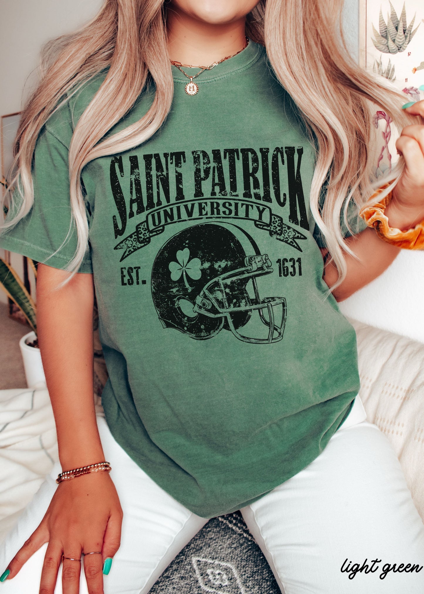St. Patrick's Football University Comfort Colors Tee *6 Colors (S-3X)