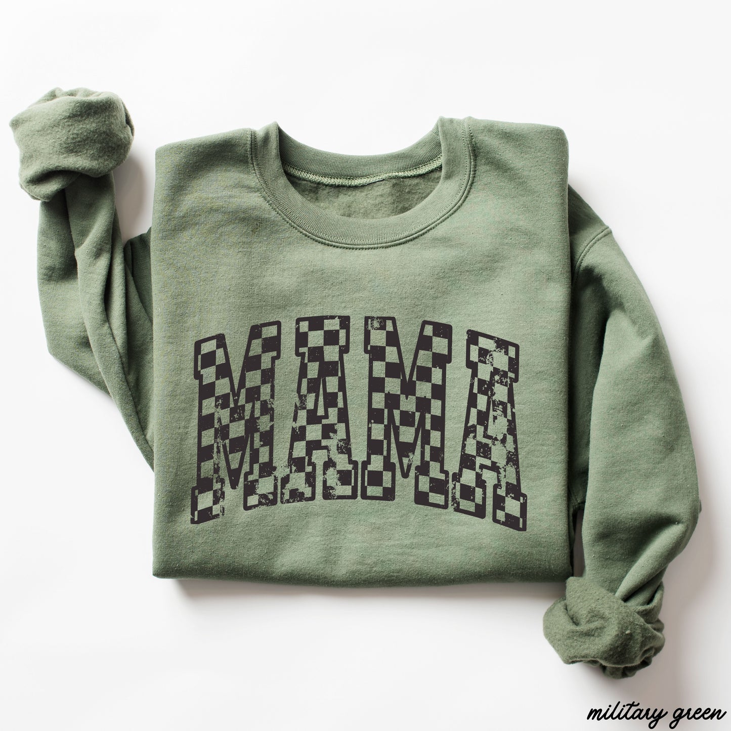 Mama Outline Checkered Sweatshirt *7 Colors (S-3X)