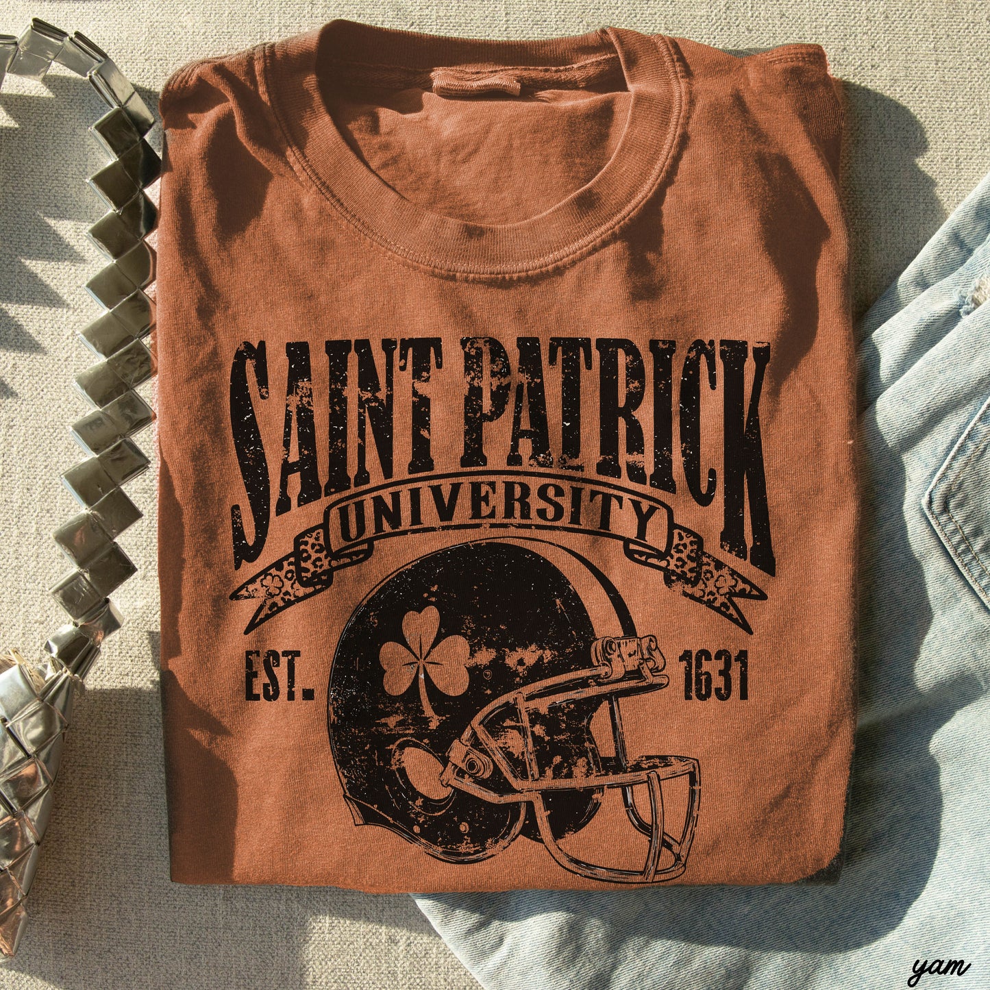 St. Patrick's Football University Comfort Colors Tee *6 Colors (S-3X)