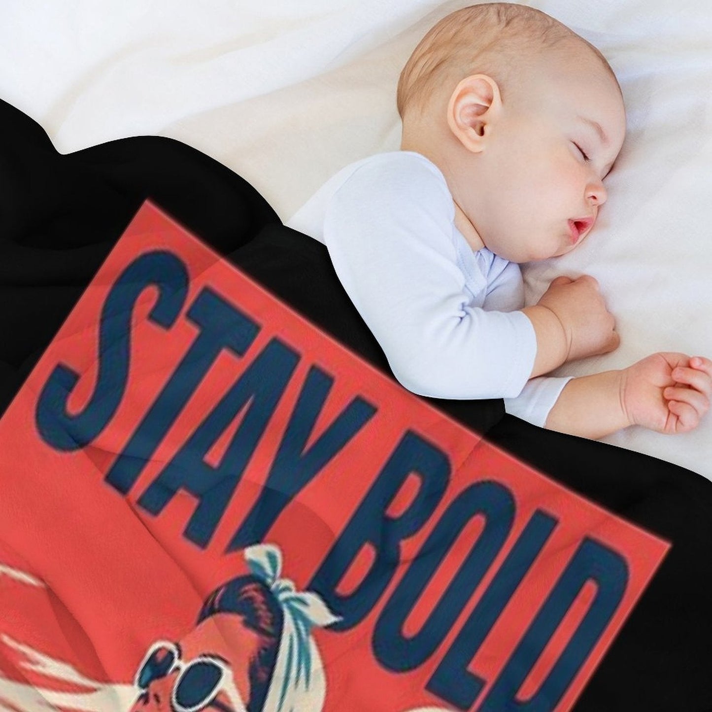 Stay Bold – Retro Beach Woman Hope Propaganda Velvety Soft Throw Blanket