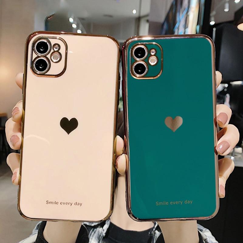 Protective Electroplated Love Heart iPhone Case