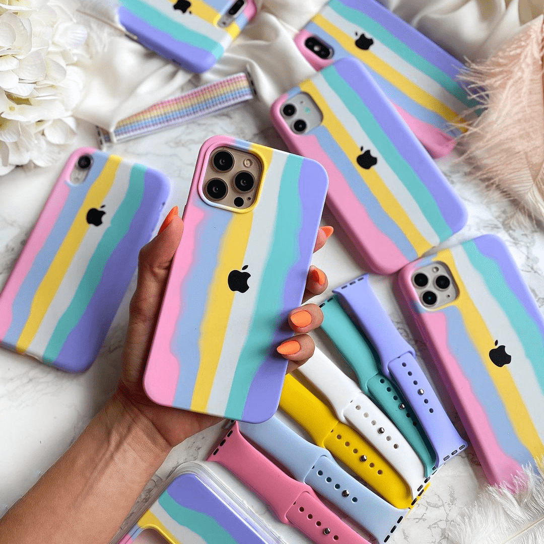 iPhone Silicone Case (Rainbow Design)