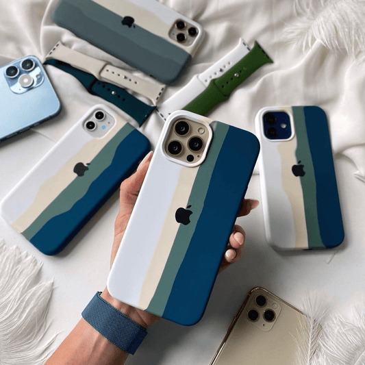 iPhone Silicone Case (Teal Rainbow)